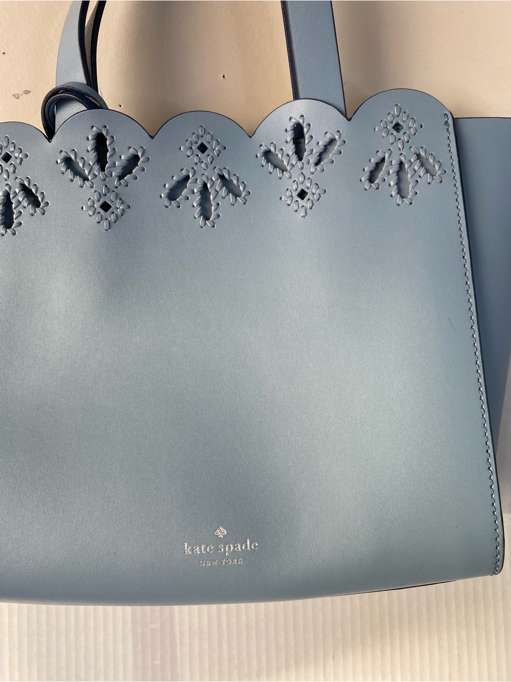 KATE SPADE Magnolia Street Eyelet Mini Mina Leather Satchel Blue Dawn - Picture 12 of 16